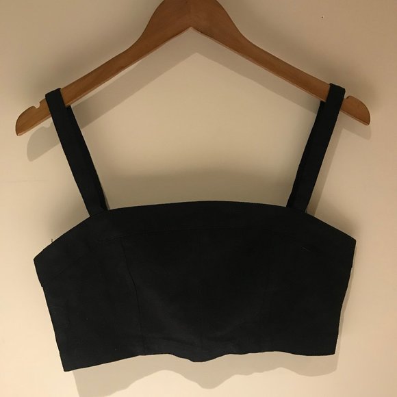 Workhall Cropped Zipper Back Top - Black - Picture 2 of 4